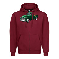 Burgundy western green truck right 34 view Zipper Hoodie - FaDigitalArtStudio