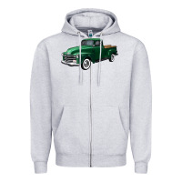 Heather Grey western green truck right 34 view Zipper Hoodie - FaDigitalArtStudio