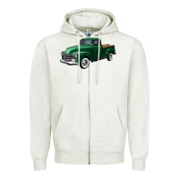 Oatmeal Heather western green truck right 34 view Zipper Hoodie - FaDigitalArtStudio