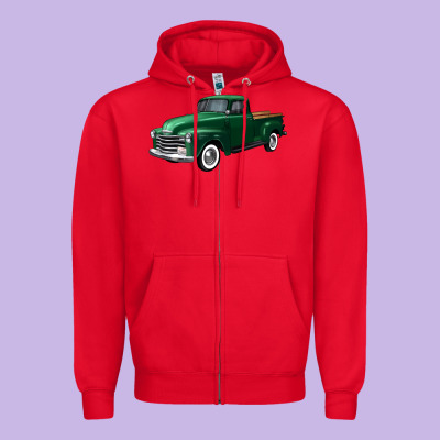 Western Green Truck Right 34 View Zipper Hoodie Designed By Fadigitalartstudio