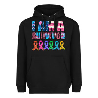 Black i am a survivor with all cancer ribbons Heavyweight Hoodie - AdoDesignShop