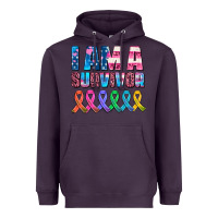 Plum i am a survivor with all cancer ribbons Heavyweight Hoodie - AdoDesignShop
