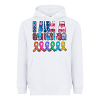 White i am a survivor with all cancer ribbons Heavyweight Hoodie - AdoDesignShop