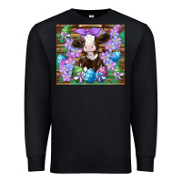 Black easter cow eggs flowers daisys Premium Sweatshirt - Artiststas