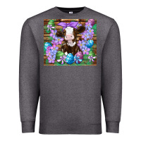 Charcoal Heather easter cow eggs flowers daisys Premium Sweatshirt - Artiststas
