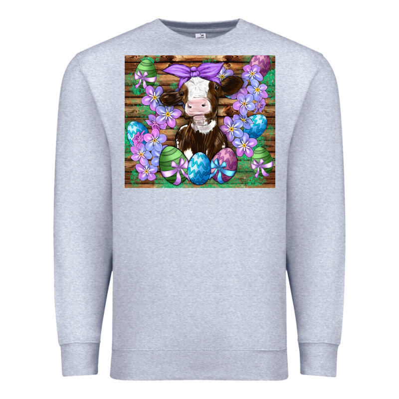 Easter Cow Eggs Flowers Daisys Premium Sweatshirt by Artiststas | Teevron