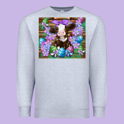 Easter Cow Eggs Flowers Daisys Premium Sweatshirt Designed By Artiststas
