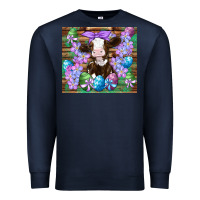 Navy easter cow eggs flowers daisys Premium Sweatshirt - Artiststas