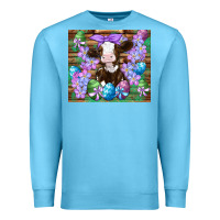 Ocean Blue easter cow eggs flowers daisys Premium Sweatshirt - Artiststas