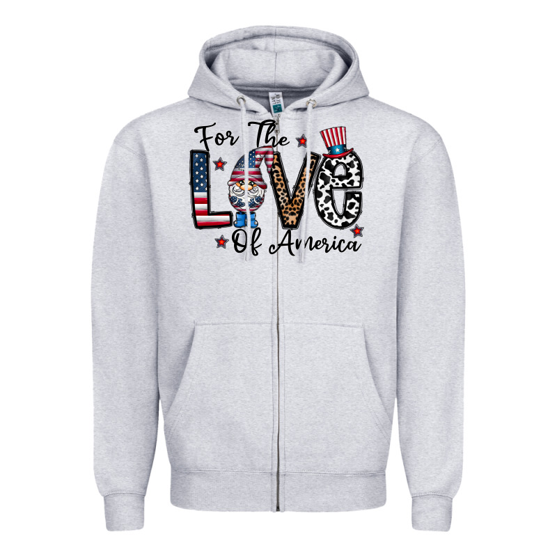 For The Lovee Of America Gnome Zipper Hoodie by CowhideDigitalArt | Teevron
