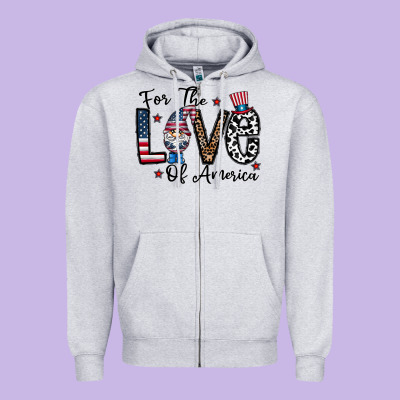 For The Lovee Of America Gnome Zipper Hoodie Designed By Cowhidedigitalart