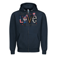 Navy for the lovee of america gnome Zipper Hoodie - CowhideDigitalArt