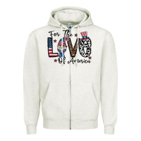 Oatmeal Heather for the lovee of america gnome Zipper Hoodie - CowhideDigitalArt