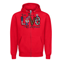 Red for the lovee of america gnome Zipper Hoodie - CowhideDigitalArt