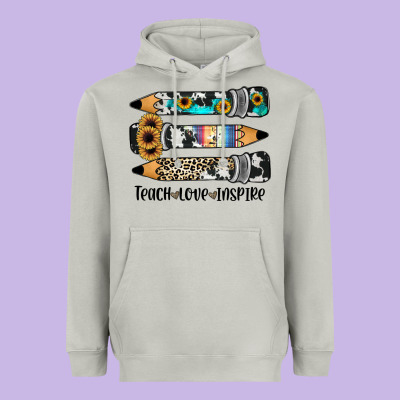 Western Pencils Teach Love Inspire Heavyweight Hoodie Designed By Jahusdesignshop
