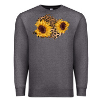 Charcoal Heather sunflower leopard patch Premium Sweatshirt - AdoDesignShop