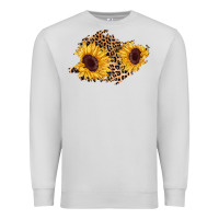 Dove Grey sunflower leopard patch Premium Sweatshirt - AdoDesignShop