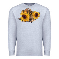 Heather Grey sunflower leopard patch Premium Sweatshirt - AdoDesignShop
