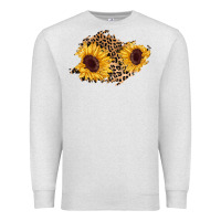 Oatmeal Heather sunflower leopard patch Premium Sweatshirt - AdoDesignShop