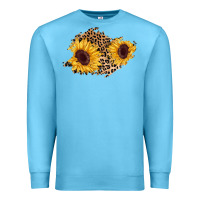 Ocean Blue sunflower leopard patch Premium Sweatshirt - AdoDesignShop