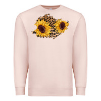 Pale Pink sunflower leopard patch Premium Sweatshirt - AdoDesignShop