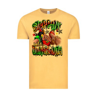 Vintage Mustard Steppin' into Juneteenth sneaker and heel afro wom Vintage Tee - RanaPortraitStore