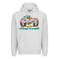 Dove Grey with god all things are possible Premium Hoodie - NancyCooperArtShop