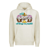 Oatmeal Heather with god all things are possible Premium Hoodie - NancyCooperArtShop