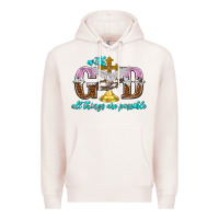 Pale Pink with god all things are possible Premium Hoodie - NancyCooperArtShop