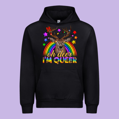 Lgbtq+ Oh Deer I'm Queer Urban Hoodie Designed By Bundleandbundleshop