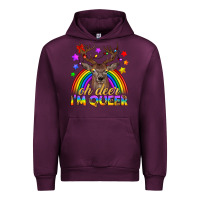 Mauve Wine LGBTQ+ Oh Deer I'm Queer Urban Hoodie - BundleAndBundleShop