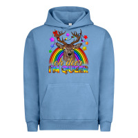 Pigment Pebble Blue LGBTQ+ Oh Deer I'm Queer Urban Hoodie - BundleAndBundleShop