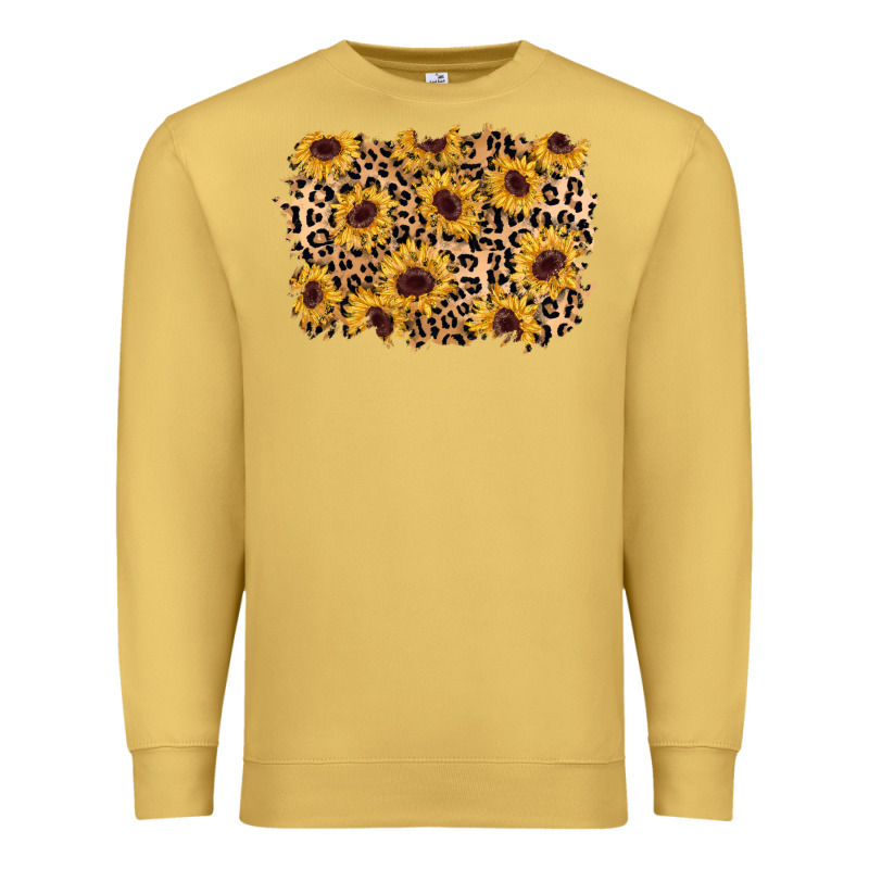 Sunflower Leopard Background Premium Sweatshirt by AdoDesignShop | Teevron
