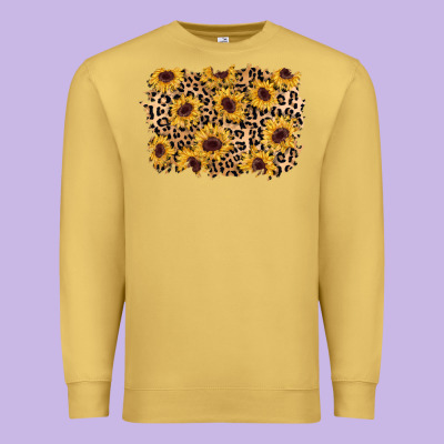 Sunflower Leopard Background Premium Sweatshirt Designed By Adodesignshop