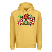 Antique Gold joy with gnomes and christmas cookie and candies Premium Hoodie - AdoDesignShop