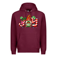 Burgundy joy with gnomes and christmas cookie and candies Premium Hoodie - AdoDesignShop