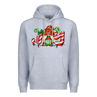 Heather Grey joy with gnomes and christmas cookie and candies Premium Hoodie - AdoDesignShop