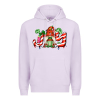Lilac joy with gnomes and christmas cookie and candies Premium Hoodie - AdoDesignShop
