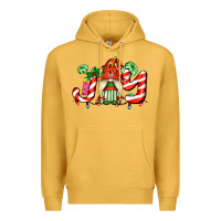 Mustard joy with gnomes and christmas cookie and candies Premium Hoodie - AdoDesignShop