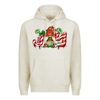 Oatmeal Heather joy with gnomes and christmas cookie and candies Premium Hoodie - AdoDesignShop