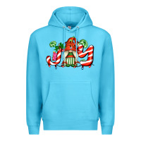 Ocean Blue joy with gnomes and christmas cookie and candies Premium Hoodie - AdoDesignShop