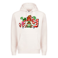 Pale Pink joy with gnomes and christmas cookie and candies Premium Hoodie - AdoDesignShop
