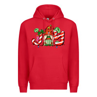 Red joy with gnomes and christmas cookie and candies Premium Hoodie - AdoDesignShop