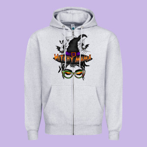 Withcy Mama Zipper Hoodie Designed By Racoondesign