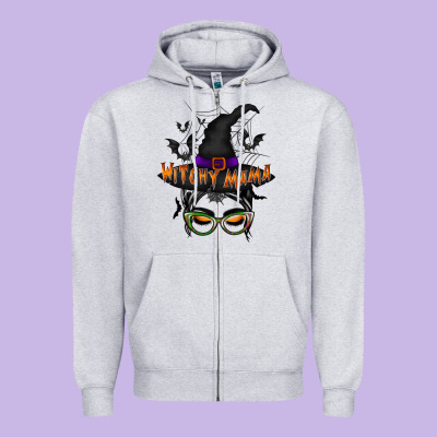 Withcy Mama Zipper Hoodie Designed By Racoondesign