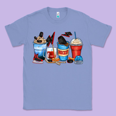 Hockey Begins After Coffee Cups Classic Tee Designed By Zillion Design Studio