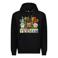 Black yeehaw with gnomies Premium Hoodie - NancyCooperArtShop