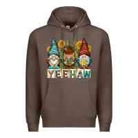 Coffee yeehaw with gnomies Premium Hoodie - NancyCooperArtShop