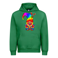 Emerald LGBTQ+ Pride Gnome With Heart Balloon Urban Hoodie - BundleAndBundleShop