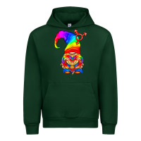 Forest Green LGBTQ+ Pride Gnome With Heart Balloon Urban Hoodie - BundleAndBundleShop